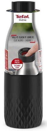 Tefal Термопляшка Bludrop soft touch, 500мл, нержавіюча сталь, графітовий, фото 1
