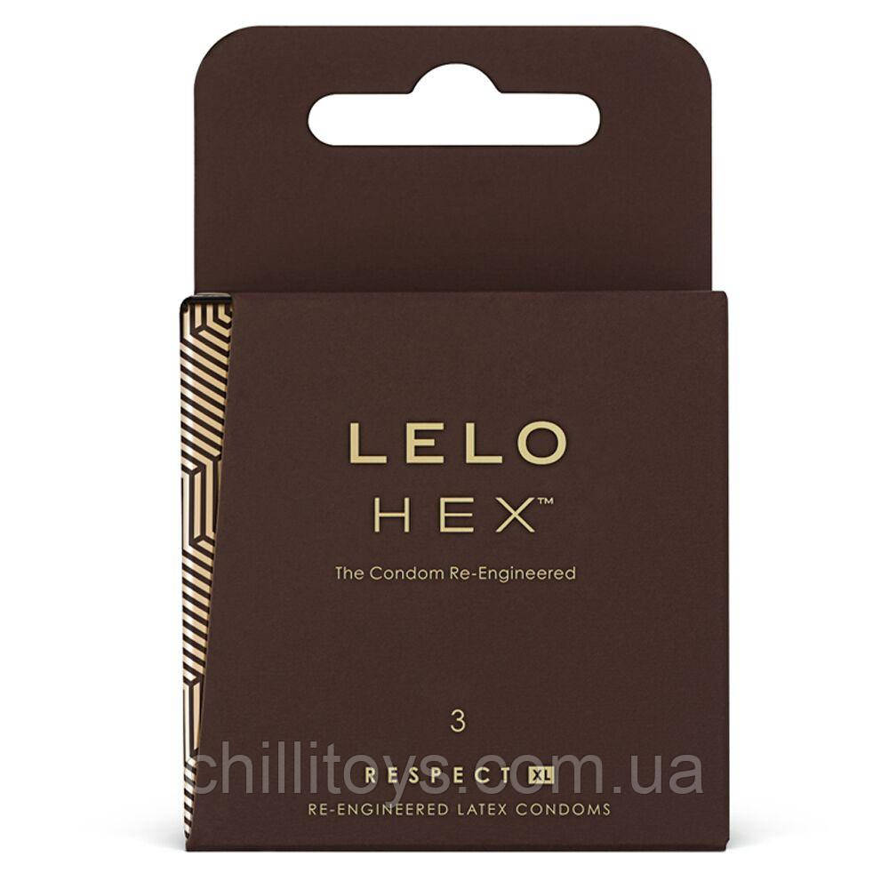 Презервативи LELO HEX Condoms Respect XL 3 Pack, тонкі та суперміцні, збільшений розмір, фото 1