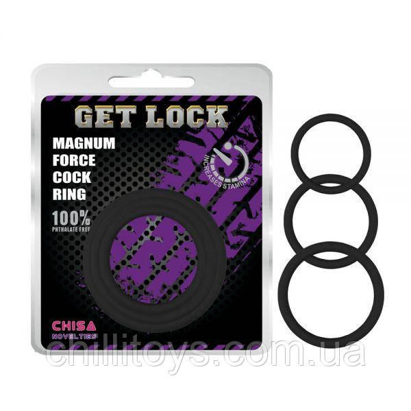 Ерекційні кільця різного розміру чорні Magnum Force Cock Ring, Черный