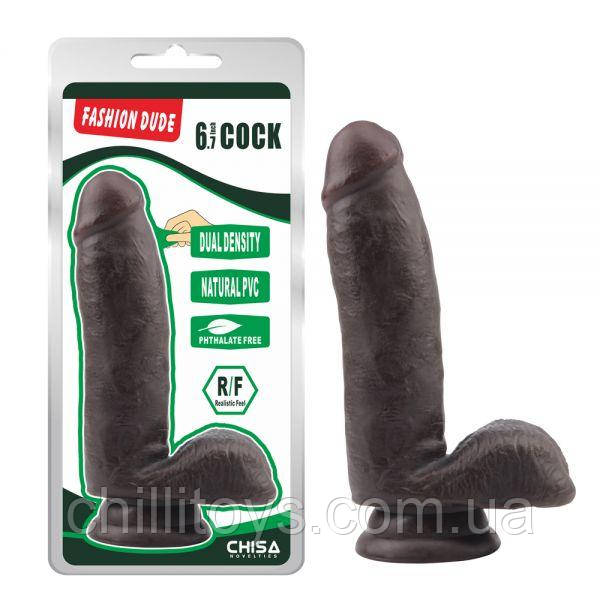 Чорний фалоімітатор Fashion Dude 6.7 Inch Cock, Коричневий
