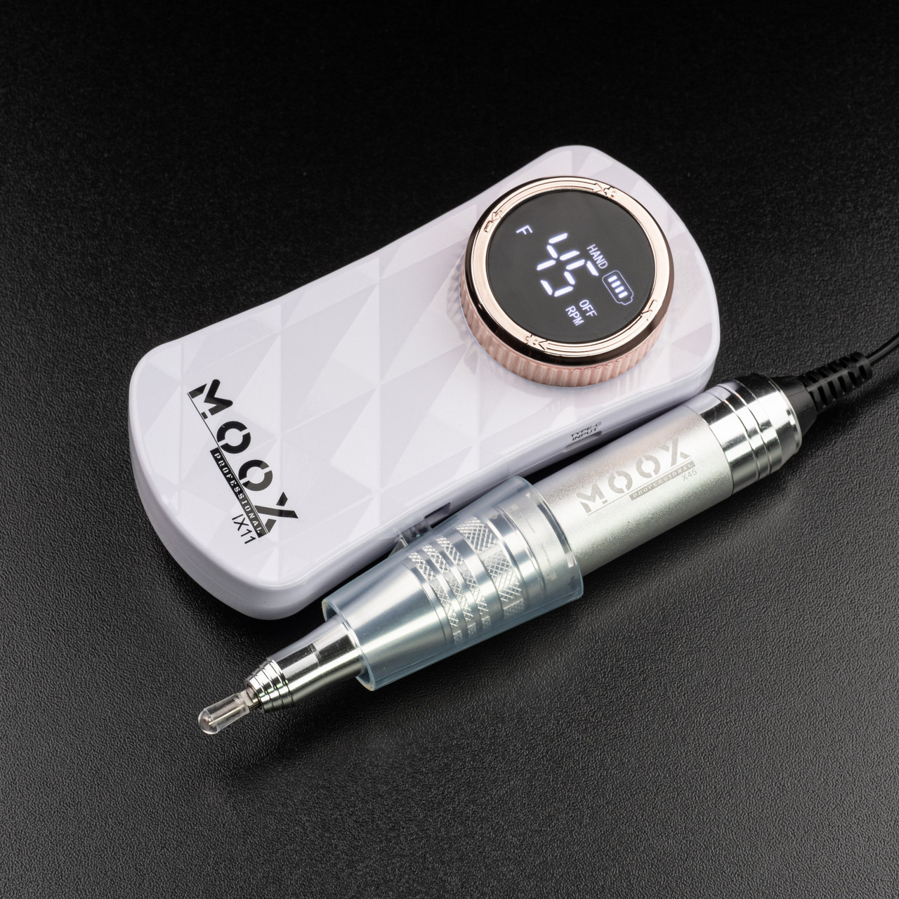 Білий професійний фрезер Мокс IX11 (на акумуляторі 2000mAh) на 35 Вт. - 45000 об./хв. для манікюру та педикюру, фото 1