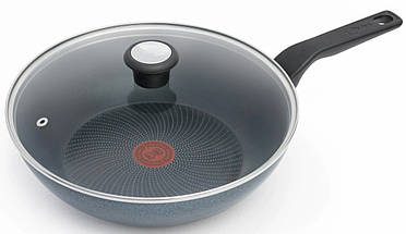 Tefal Сковорода ВОК з кришкою Generous Cook, 28см, алюміній, бакеліт, скло, чорний, фото 3