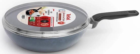Tefal Сковорода ВОК з кришкою Generous Cook, 28см, алюміній, бакеліт, скло, чорний, фото 6
