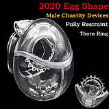 2020 Egg Shape Fully Restraint Male Chastity Devices With Thorn Ring Large, фото 2