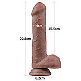 Фаллоимитатор с венами Dual Layered Silicone Cock 8.0, Коричневий, фото 3