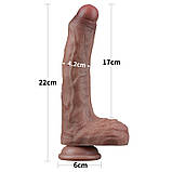 Фаллоимитатор с венами Dual Layered Silicone Cock 8.5, Коричневий, фото 3