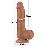 Фаллоимитатор на присоске Sliding Skin Dual Layer Dong Brown 8.0, Коричневий, фото 3