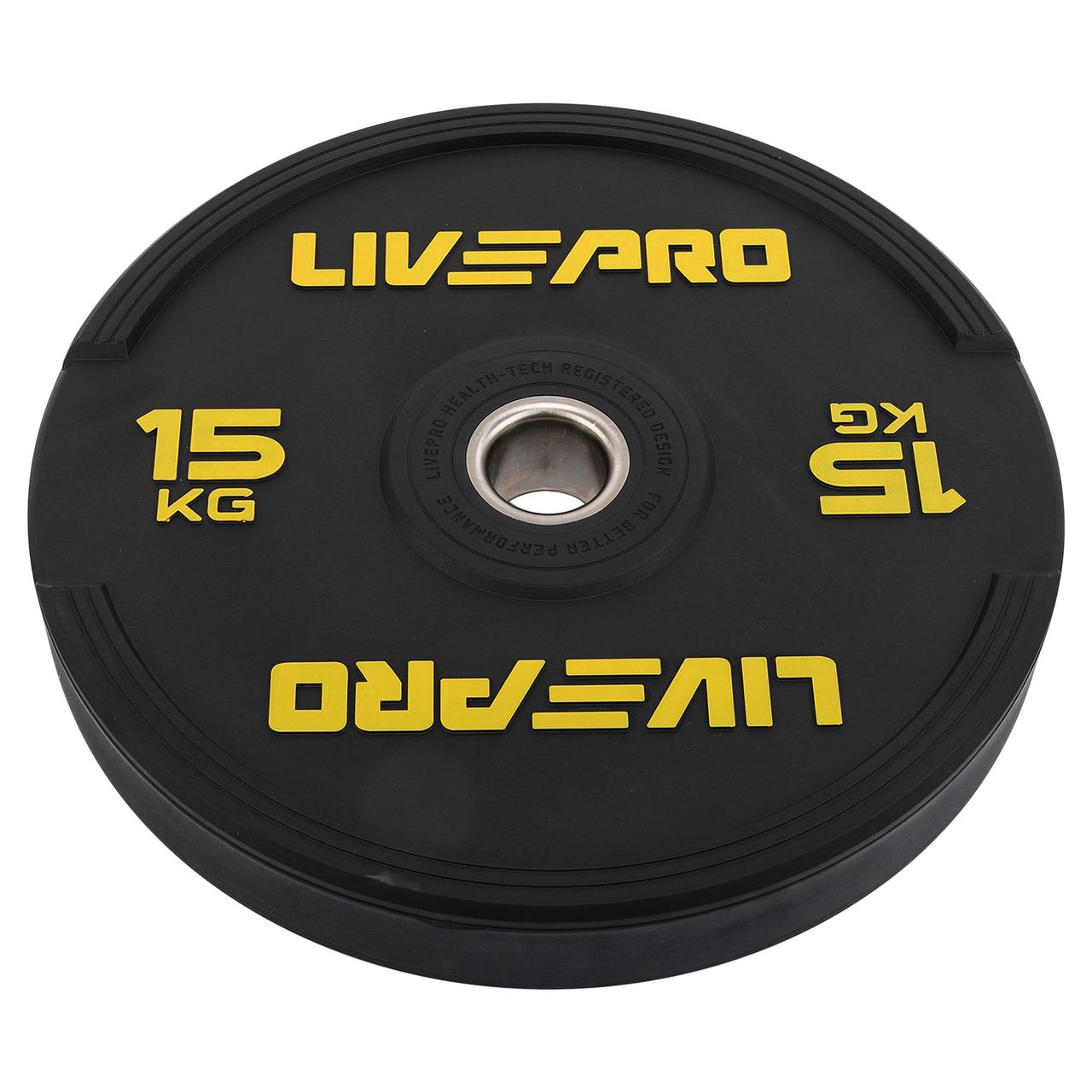Бамперні диски для кросфіту гумові Bumper Plates LiveUp LP8331-15 1 шт х 15 кг
