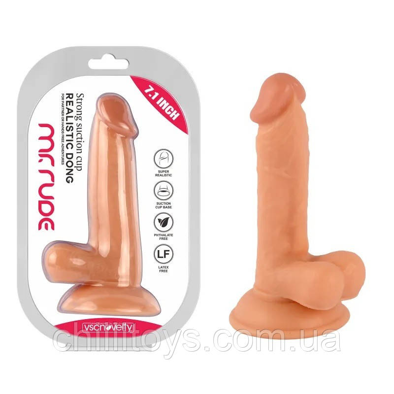 Фаллоимитатор на присоске Realistic Dong Flesh Mr. Rude 7.1, Телесный