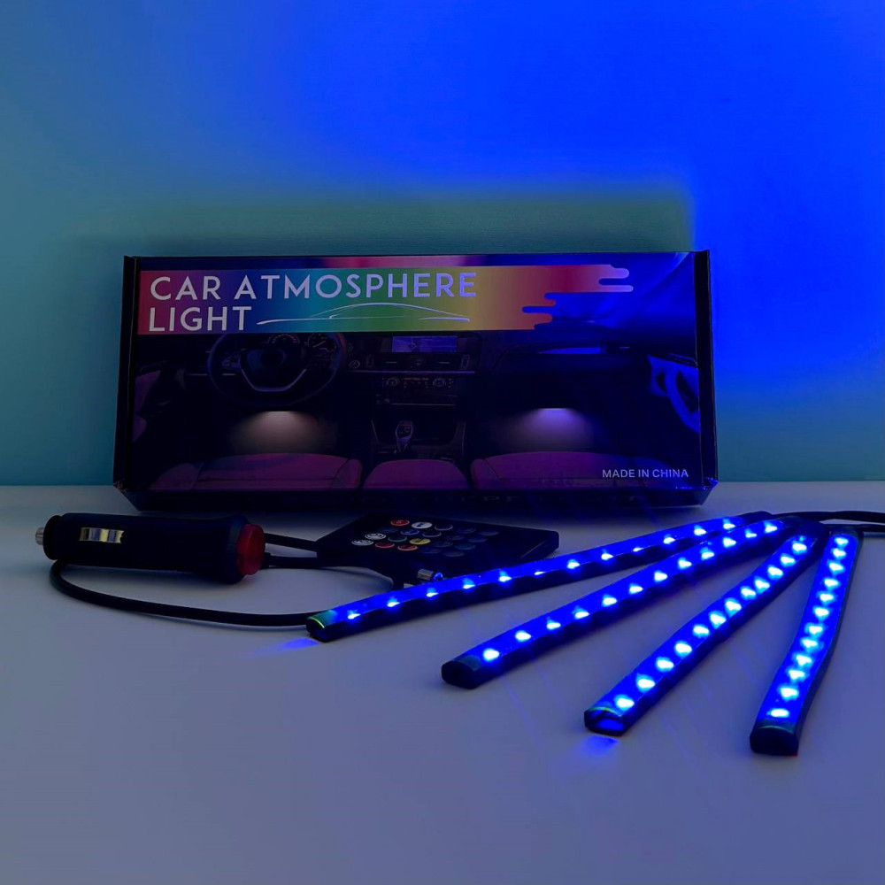 Світлодіодне підсвічування салону авто 4 шт по 22 см з пультом E6 48 LED Strip RGB 48169