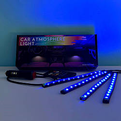 Світлодіодне підсвічування салону авто 4 шт по 22 см з пультом E6 48 LED Strip RGB 48169