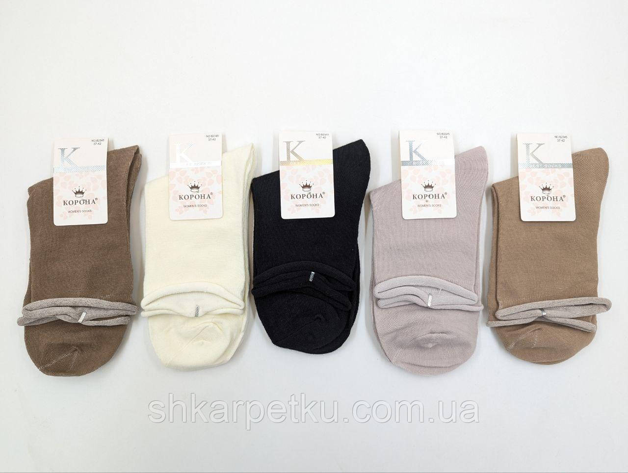 Жіночі медичні шкарпетки Корона середні бавовняні однотонні без резинки, розмір 36-41, 10 пар/уп. різні кольори, фото 1