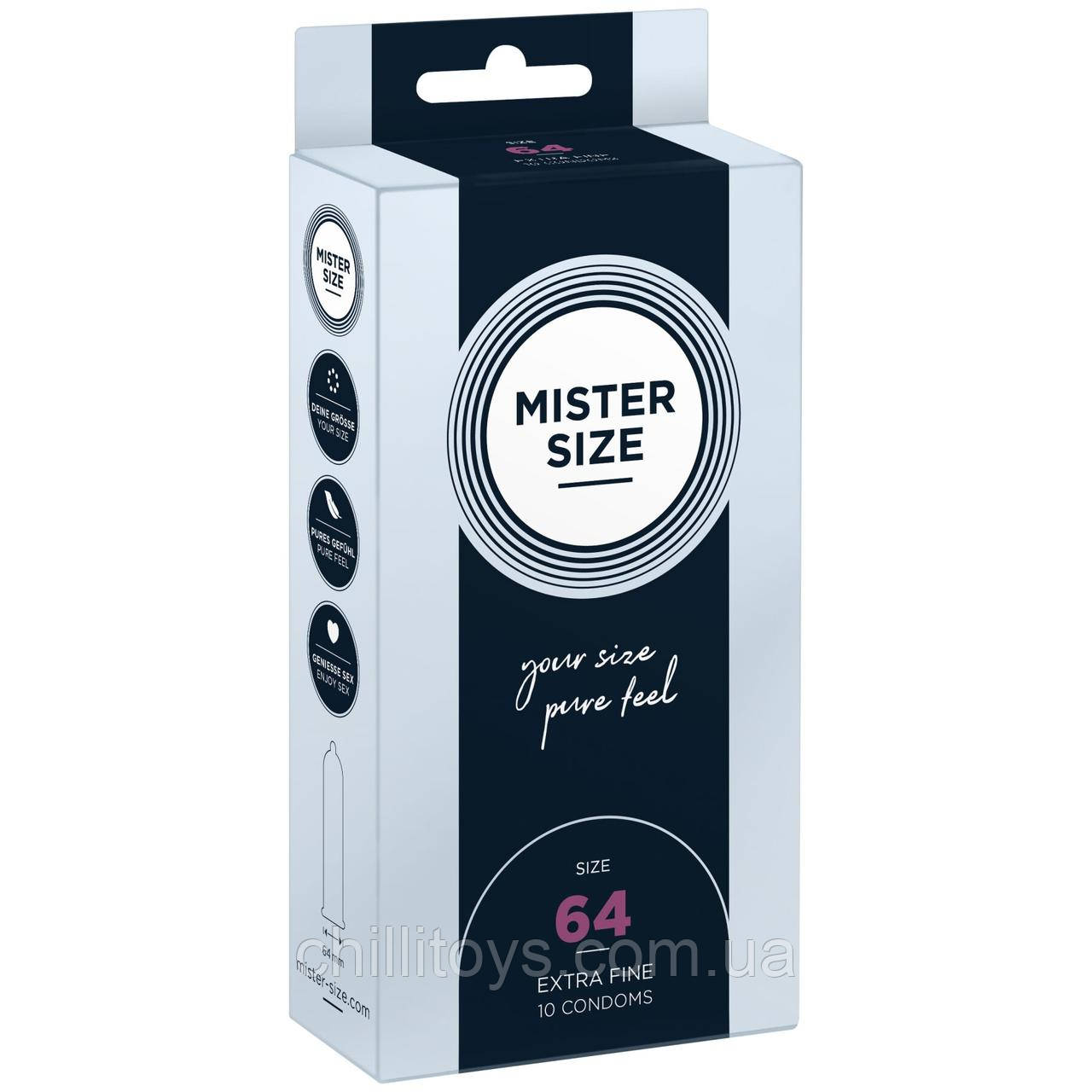 Презервативи Mister Size - pure feel - 64 (10 condoms), товщина 0,05 мм, фото 1