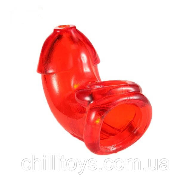 Силіконовий пояс вірності для чоловіків Chastity Oxballs Red, фото 1