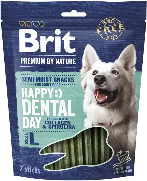 Ласощі для собак великих порід Brit Premium Dental Snacks L з колагеном та спіруліною 250 г