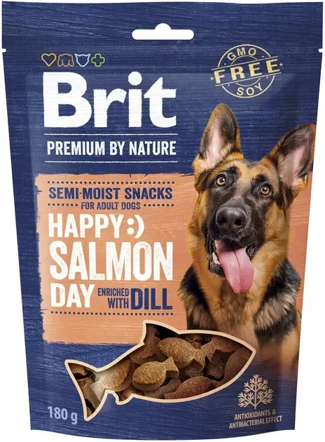 Ласощі для собак Brit Premium Semi-moist Snacks Salmon with Dill напіввологі з лососем та кропом 180 г, фото 1