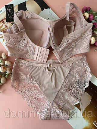 85/90/95/100D Мереживна жіноча спідня білизна комплект D четвертий розмір грудей пудровий, фото 2