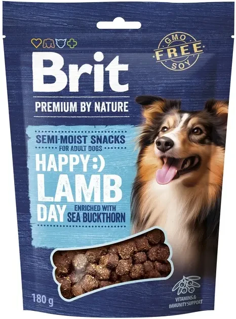 Ласощі для собак Brit Premium Semi-moist Snacks Lamb with Sea Buckthorn напіввологі з ягнятком і обліпихою 180 г