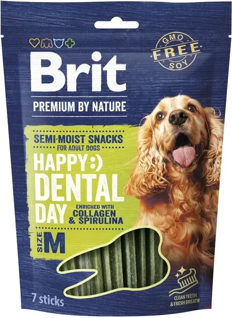 Ласощі для собак середніх порід Brit Premium Dental Snacks M з колагеном та спіруліною 180 г
