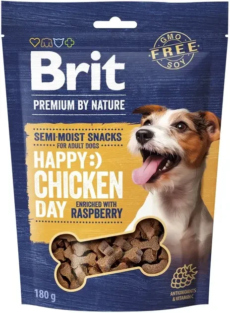 Ласощі для собак Brit Premium Semi-moist Snacks Chicken with Raspberry напіввологі з куркою та малиною 180 г