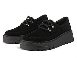 Демісезонні м'які замшеві сліпони зі шнурками на платформі жіноче взуття повсякденне Cosmo Shoes Smiley Vel