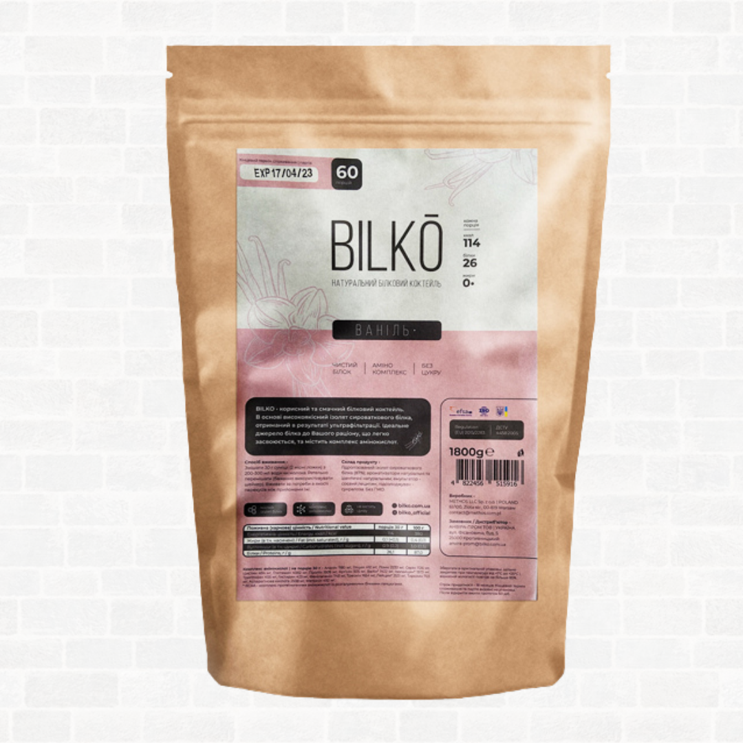 Натуральний білковый коктейль Ізолят для схуднення заміни харчування Bilko 87% ЕкономПак 1,8 кг, фото 1