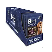 Вологий корм для цуценят Brit Premium Fillets in Gravy Turkey&Carrots Puppy з індичкою 85 г, фото 3