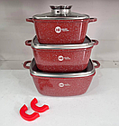 Набір каструль Higher Kitchen НК-302 8 пр. Червоний, фото 2