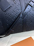 Дорожня сумка чорна Louis Vuitton Keepall Monogram Taurillon спортивна якість преміум, фото 4