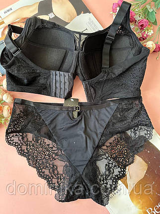 85/90/95/100D Мереживна жіноча спідня білизна комплект D четвертий розмір грудей чорний, фото 2