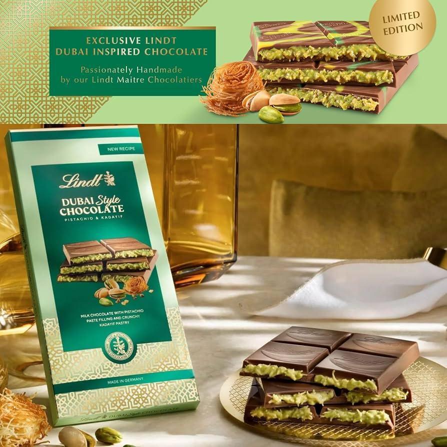 Дубайскький Шоколад Lindt Dubai Style Chocolate Milk Pistachio & Kunafa, фото 1