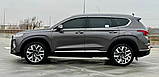 Дефлектори вікон (вітровики) Hyundai Santa Fe 2018- (D983) Auto Clover З хромом молдингом, фото 3