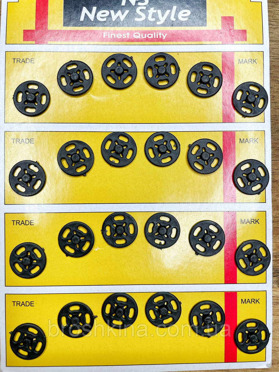 Пришивні кнопки пластикові для одягу Ø13 мм 24 шт/уп ЧОРНІ, фото 1