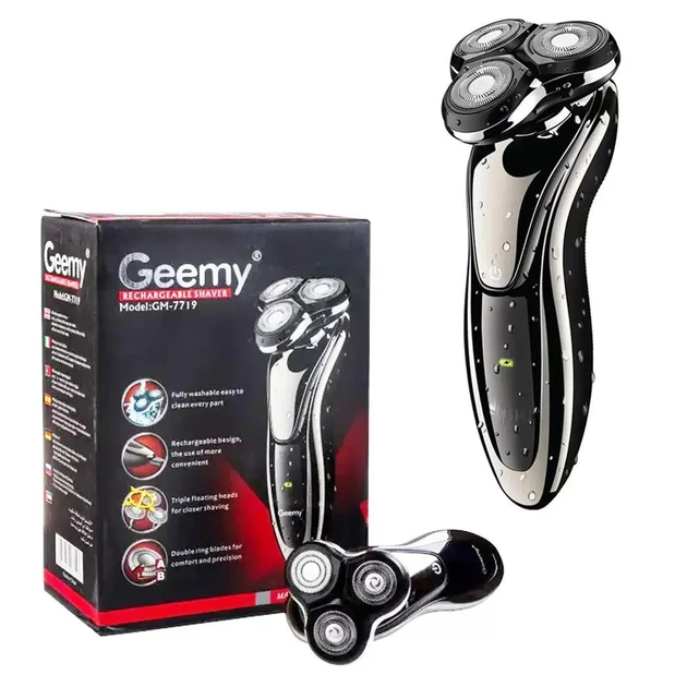 Електробритва акумуляторна 3Вт із плаваючими головками Geemy GM-7719 40шт 7037