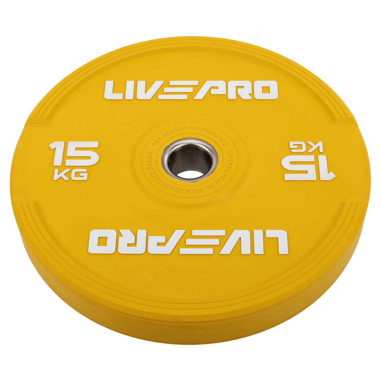Бамперні диски для кросфіту гумові Bumper Plates LiveUp LP8332-15 1 шт х 15 кг