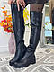 Ботфорти жіночі шкіряні на потовщеній підошві, колір чорний, фото 2
