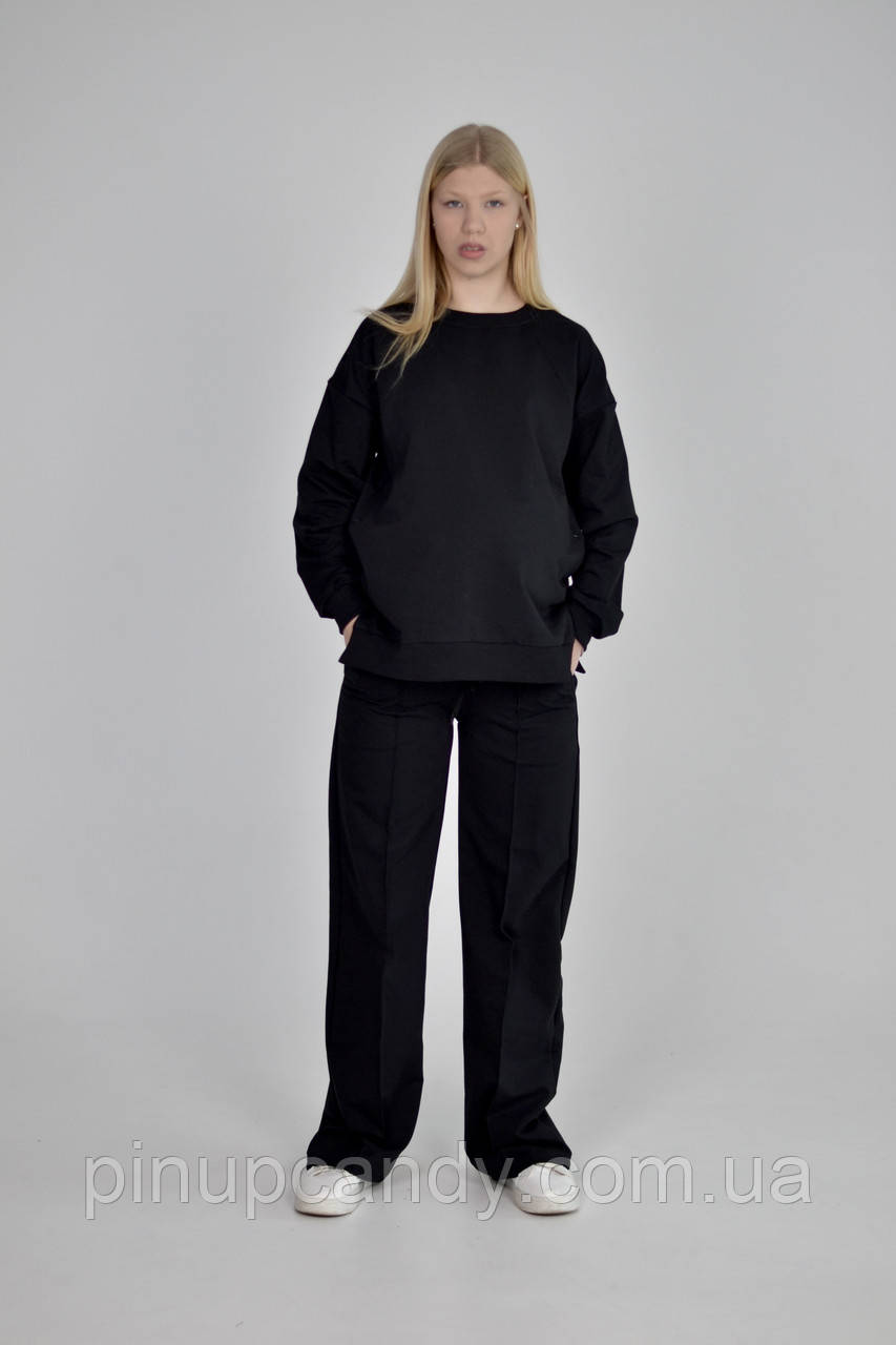 Худі оверсайз Grace для вагітних та годуючих мам чорний (розміри: 42-56), фото 1