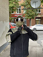 Кофта флісова чоловіча військова тактична з липучками під шеврони ЗСУ Мультикам 8042 46 розмір чорна corvette