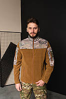 Кофта флісова чоловіча військова тактична з липучками під шеврони ЗСУ Мультикам 8159 46 розмір койот corvette