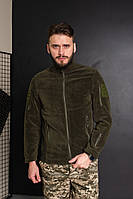 Кофта флісова чоловіча військова тактична з липучками під шеврони ЗСУ (ЗСУ) Туреччина 7345 XXL хакі corvette