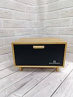 Хлібниця Edenberg 36x25x23 см дерев'яна із металевою кришкою чорна (EB-124)