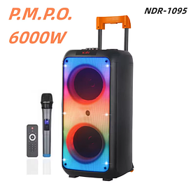 Акустична переносна колонка NDR-1095 2x8" TWS/FM/USB/TF/BT/LED/REC/ДК/MIC 1 шт.