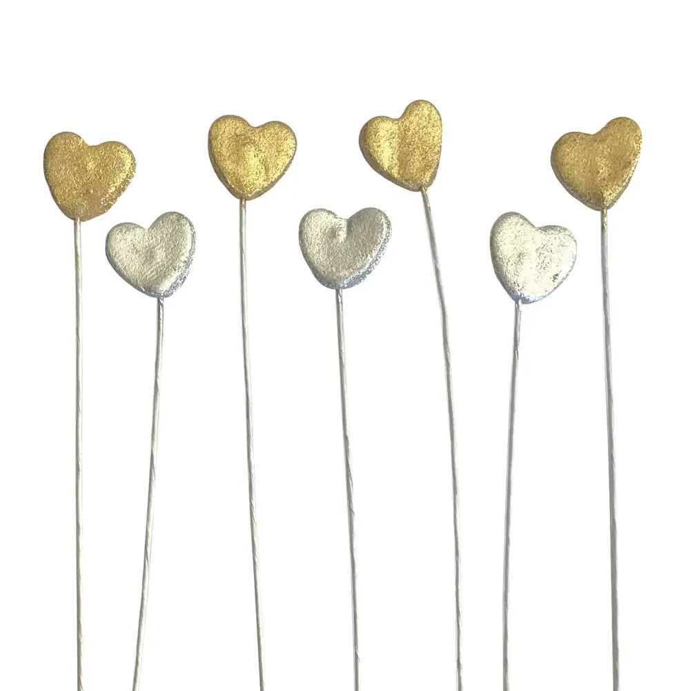 Набір цукрового декору "Міні сердечка золото/cрібло" 7 шт, фото 1