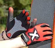 Рукавички для фітнесу MadMax MXG-101 X Gloves Black/Grey/Red S, фото 7