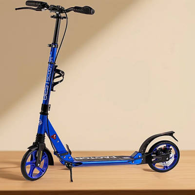 Дитячий двоколісний самокат кікборд Синій kick scooter для ігор з друзями 2 амортизатори Ручне гальмо Крила