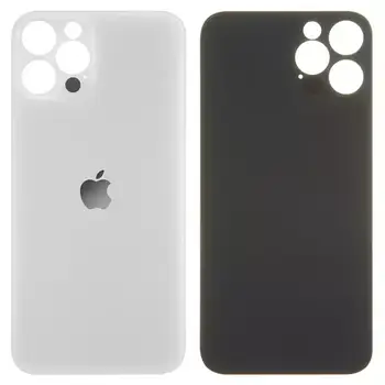 Задня панель корпусу для iPhone 12 Pro, срібляста, біла, не потрібно знімати скло камери, big hole, silver