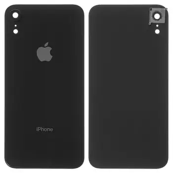 Задня панель корпусу для iPhone XR, чорна, зі склом камери, small hole
