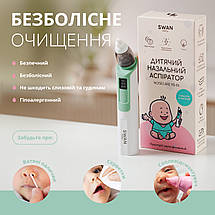 Аспіратор соплевідсмоктувач електричний Swan Baby NoseCare PS-06 потужний назальні аспіратори 6 режимів білий, фото 4