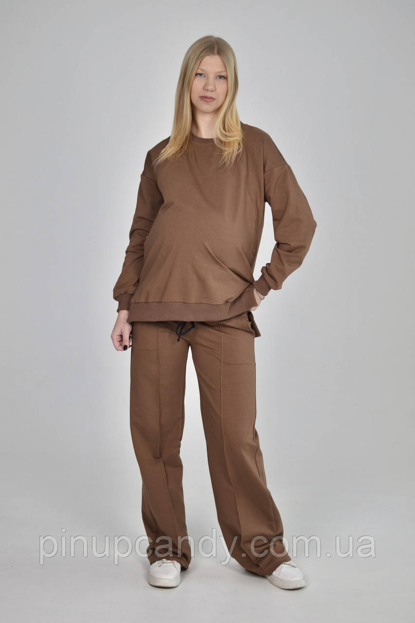 Худі оверсайз Grace для вагітних та годуючих мам мокко коричневий (розміри: 42-56), фото 1