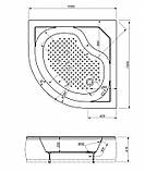 Душовий піддон Swan Emanuel 100x100 см акриловий глибокий напівкруглий з передньою панеллю та ніжками, фото 4